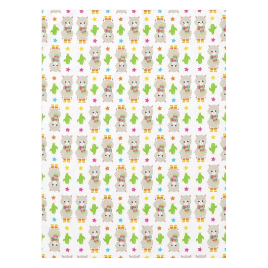 Patroon van lama's, Cute Llamas, Alpacas, Cactus Tafelkleed (Voorkant)