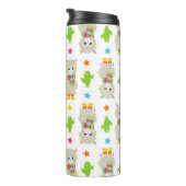 Patroon van lama's, Cute Llamas, Alpacas, Cactus Thermosbeker (Geroteerd rechts)