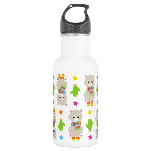Patroon van lama's, Schattige lama's, Alpaca's, Ca Waterfles (Voorkant)