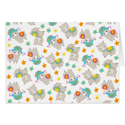 Patroon van lama's, schildlama's, alpaca's, bloeme (Voorkant Horizontaal)