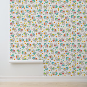 Patroon van lama's, schildlama's, alpaca's, bloeme behang