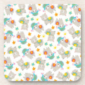 Patroon van lama's, schildlama's, alpaca's, bloeme bier onderzetter (Voorkant)