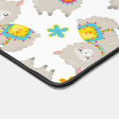 Patroon van lama's, schildlama's, alpaca's, bloeme bureaumat (Hoek)