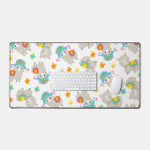 Patroon van lama's, schildlama's, alpaca's, bloeme bureaumat (Keyboard & Muis)