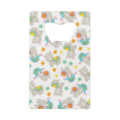 Patroon van lama's, schildlama's, alpaca's, bloeme creditkaart flessenopener (Achterkant)