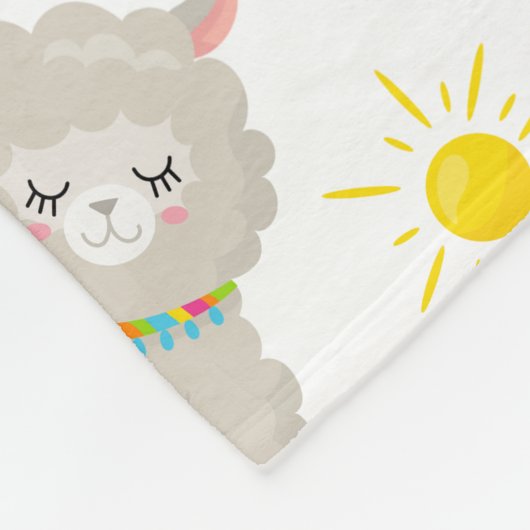 Patroon van lama's, schildlama's, alpaca's, bloeme fleece deken (Hoek)