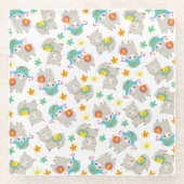 Patroon van lama's, schildlama's, alpaca's, bloeme glazen onderzetter (Voorkant)