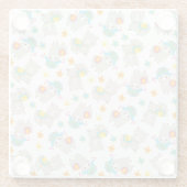 Patroon van lama's, schildlama's, alpaca's, bloeme glazen onderzetter (Achterkant)