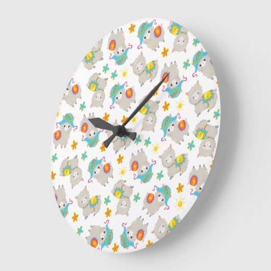 Patroon van lama's, schildlama's, alpaca's, bloeme grote klok (Hoek)