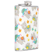 Patroon van lama's, schildlama's, alpaca's, bloeme heupfles (Rechts)