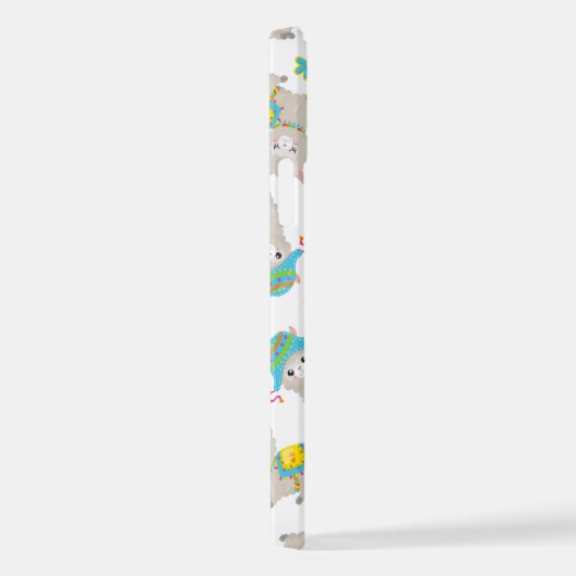 Patroon van lama's, schildlama's, alpaca's, bloeme iPhone hoesje (Rechterkant)