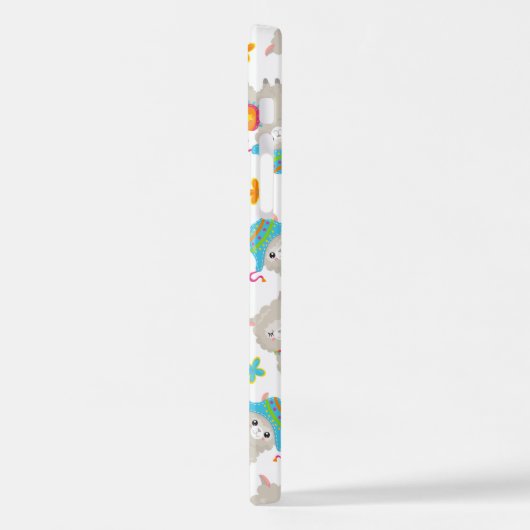 Patroon van lama's, schildlama's, alpaca's, bloeme iPhone hoesje (Linkerkant)