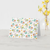 Patroon van lama's, schildlama's, alpaca's, bloeme kaart (Gele Bloem)