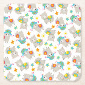 Patroon van lama's, schildlama's, alpaca's, bloeme kartonnen onderzetters (Voorkant)