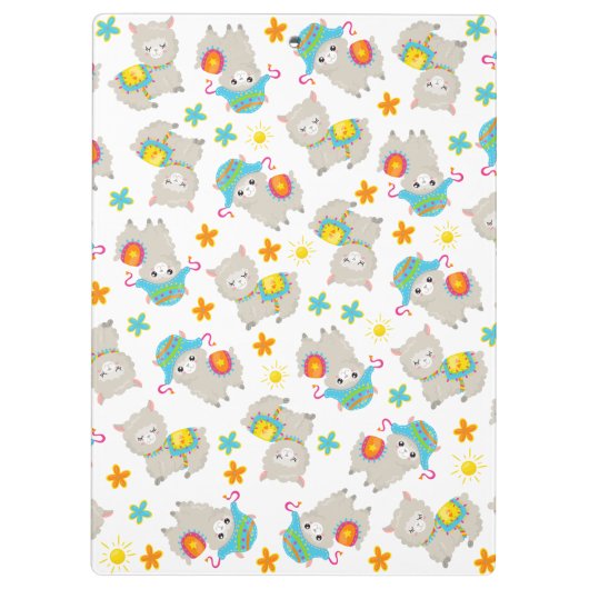 Patroon van lama's, schildlama's, alpaca's, bloeme klembord (Achterkant)