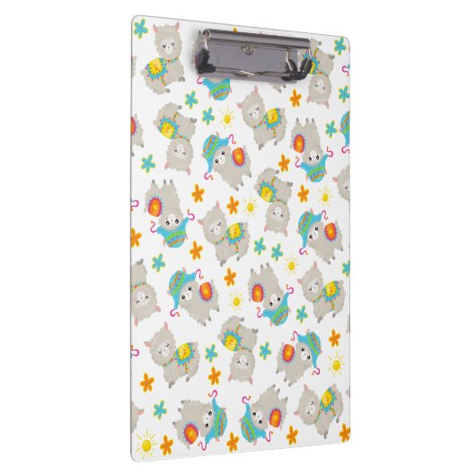 Patroon van lama's, schildlama's, alpaca's, bloeme klembord (Rechts)