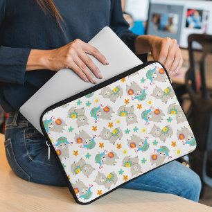 Patroon van lama's, schildlama's, alpaca's, bloeme laptop sleeve