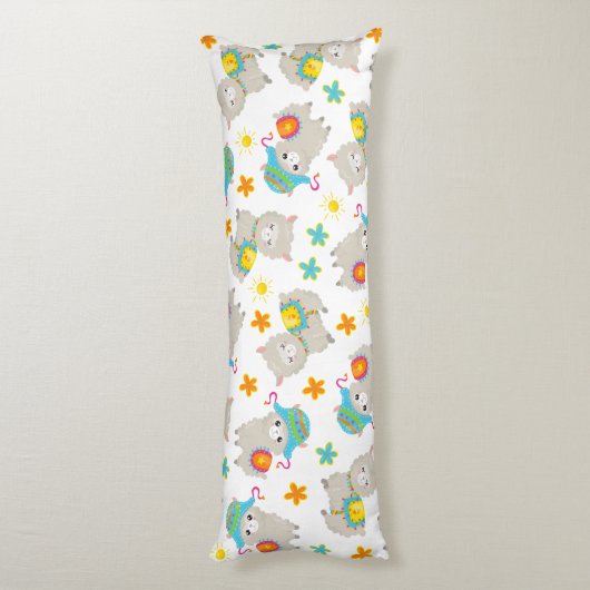 Patroon van lama's, schildlama's, alpaca's, bloeme lichaamskussen (Achterkant (Verticaal))