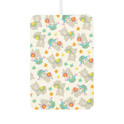 Patroon van lama's, schildlama's, alpaca's, bloeme luchtverfrisser (Voorkant)