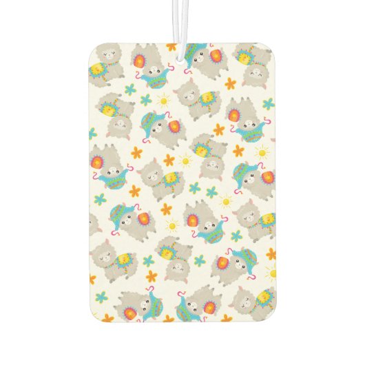 Patroon van lama's, schildlama's, alpaca's, bloeme luchtverfrisser (Achterkant)