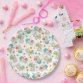 Patroon van lama's, schildlama's, alpaca's, bloeme papieren bordje (Feest)