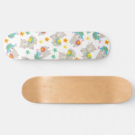 Patroon van lama's, schildlama's, alpaca's, bloeme persoonlijk skateboard (Horizontaal)
