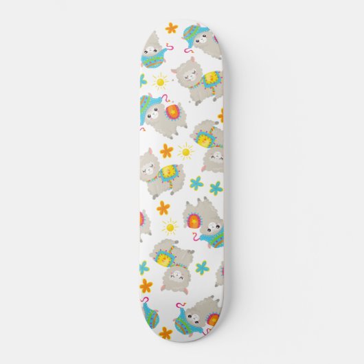 Patroon van lama's, schildlama's, alpaca's, bloeme persoonlijk skateboard (Voorkant)