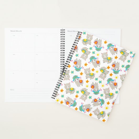Patroon van lama's, schildlama's, alpaca's, bloeme planner (Display)