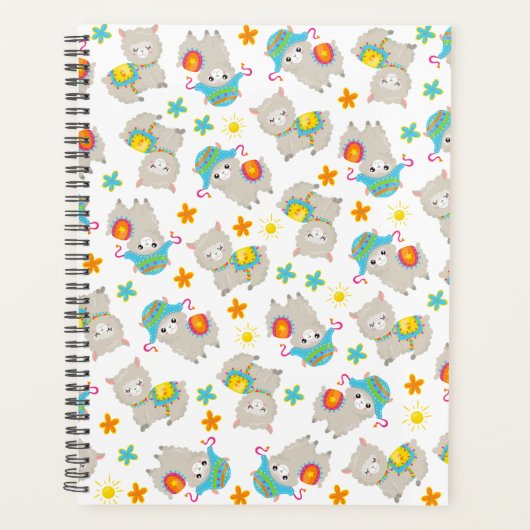 Patroon van lama's, schildlama's, alpaca's, bloeme planner (Voorkant)