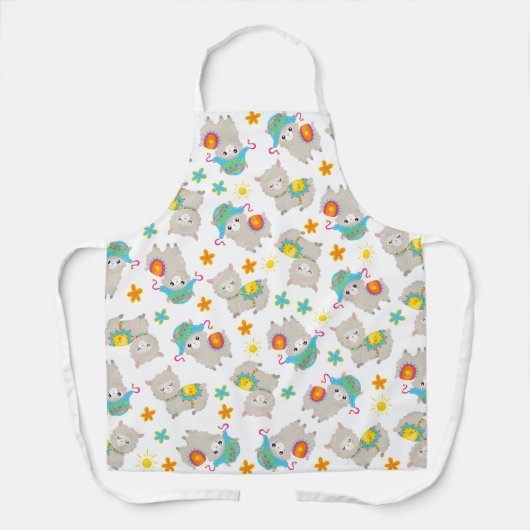 Patroon van lama's, schildlama's, alpaca's, bloeme schort (Voorkant)