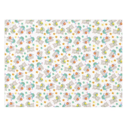 Patroon van lama's, schildlama's, alpaca's, bloeme tafelkleed (Voorkant (Horizontaal))