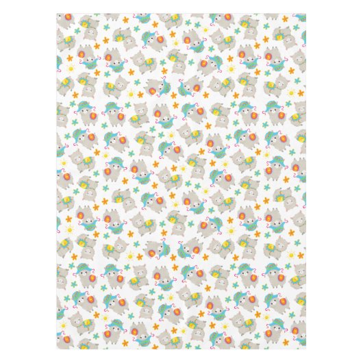 Patroon van lama's, schildlama's, alpaca's, bloeme tafelkleed (Voorkant)