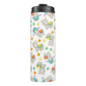 Patroon van lama's, schildlama's, alpaca's, bloeme thermosbeker (Voorkant)