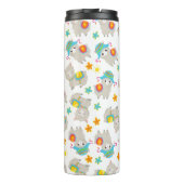 Patroon van lama's, schildlama's, alpaca's, bloeme thermosbeker (Achterkant)