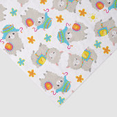 Patroon van lama's, schildlama's, alpaca's, bloeme tissuepapier (Detail)