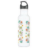 Patroon van lama's, schildlama's, alpaca's, bloeme waterfles  (Achterkant)