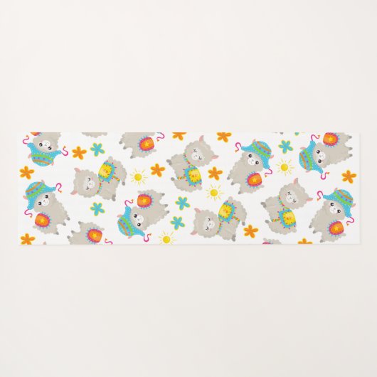 Patroon van lama's, schildlama's, alpaca's, bloeme yogamat (Achterkant (horizontaal))