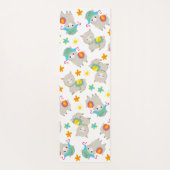 Patroon van lama's, schildlama's, alpaca's, bloeme yogamat (Achterkant)