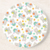 Patroon van lama's, schildlama's, alpaca's, bloeme zandsteen onderzetter (Voorkant)