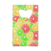 patroon van lemmetjes, sinaasappels, pompelmoezen  creditkaart flessenopener (Achterkant)