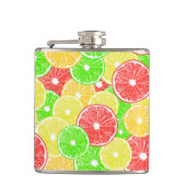 patroon van lemmetjes, sinaasappels, pompelmoezen heupfles (Voorkant)