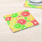 patroon van lemmetjes, sinaasappels, pompelmoezen  kartonnen onderzetters (Schuin)