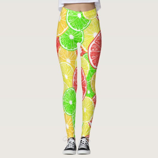 patroon van lemmetjes, sinaasappels, pompelmoezen  leggings (Voorkant)