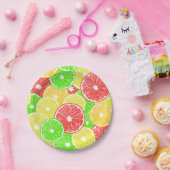 patroon van lemmetjes, sinaasappels, pompelmoezen  papieren bordje (Feest)