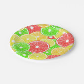 patroon van lemmetjes, sinaasappels, pompelmoezen  papieren bordje (Gekanteld)