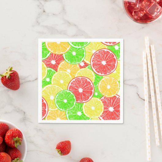 patroon van lemmetjes, sinaasappels, pompelmoezen servetten (Insitu)