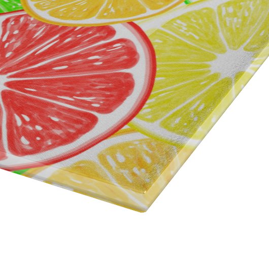 patroon van lemmetjes, sinaasappels, pompelmoezen snijplank (Hoek)