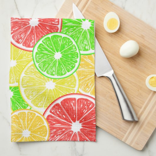 patroon van lemmetjes, sinaasappels, pompelmoezen theedoek (Quarter Fold)