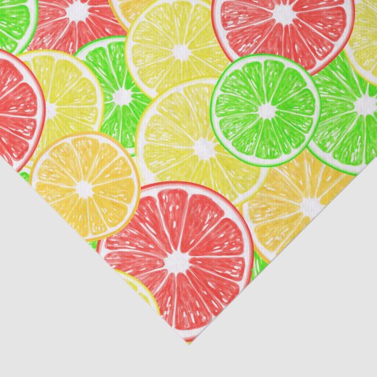 patroon van lemmetjes, sinaasappels, pompelmoezen  tissuepapier (Detail)