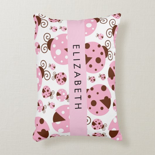 Patroon van lieveheersbeestjes, roze lieveheersbee accent kussen (Voorkant(Verticaal))